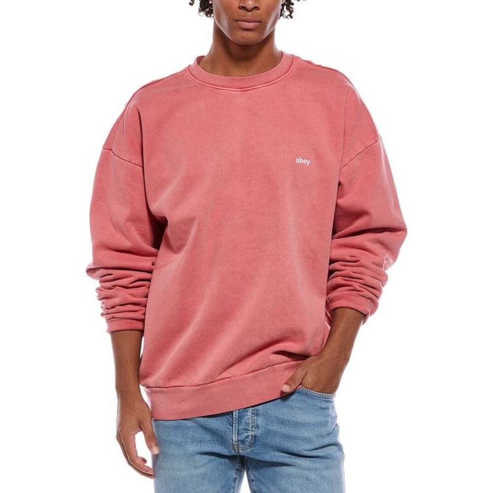 Obey Mens  Crewneck Sweatshirt, Red